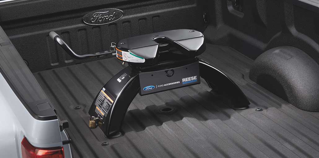 Heavy duty hitch in a Super Duty pickup.