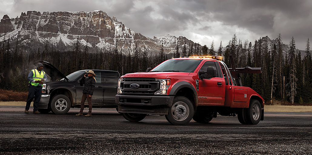 Ford Super Duty chassis tow truck.