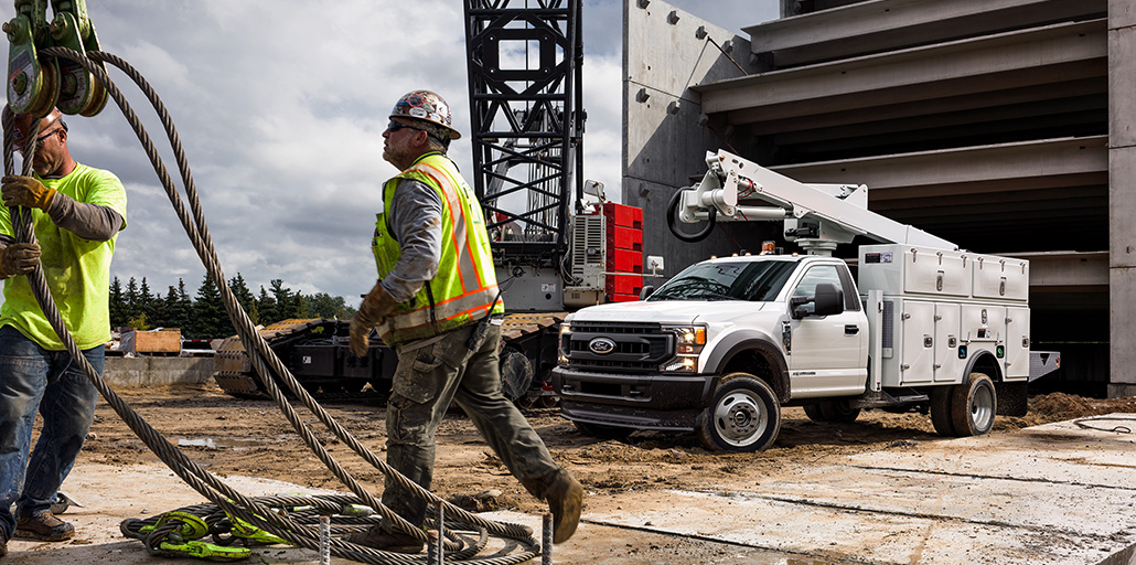 Ford Super Duty chassis on the highway.